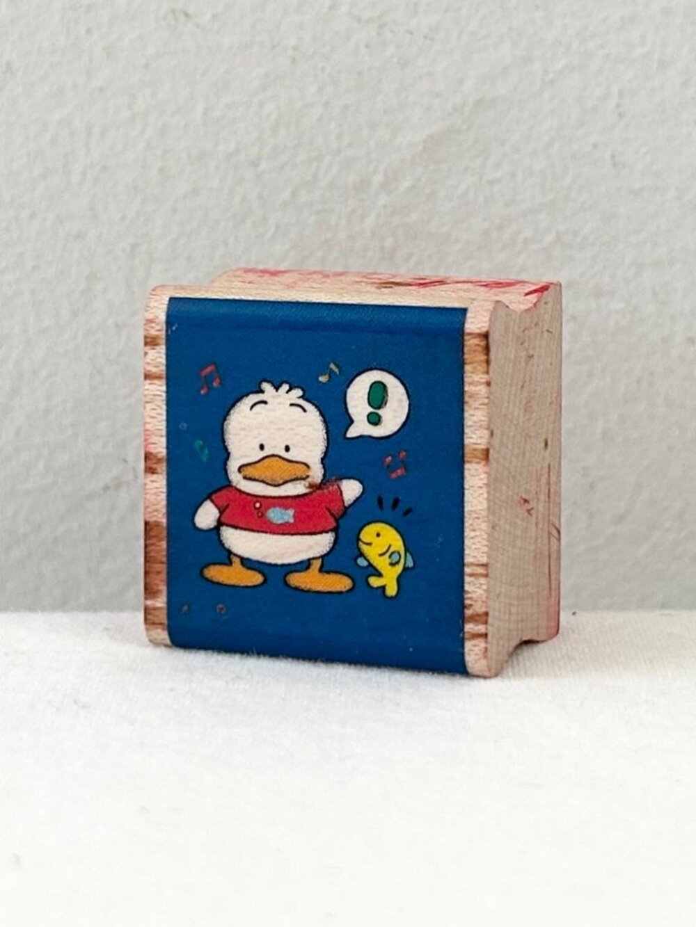 Vintage 90s Sanrio Ahiru no Pekkle Rubber Stamp Wood 1.25” Hello Kitty Duck